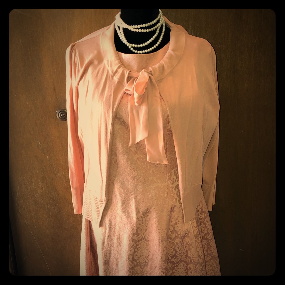 Maria Jacquard Dress with layering cardigan